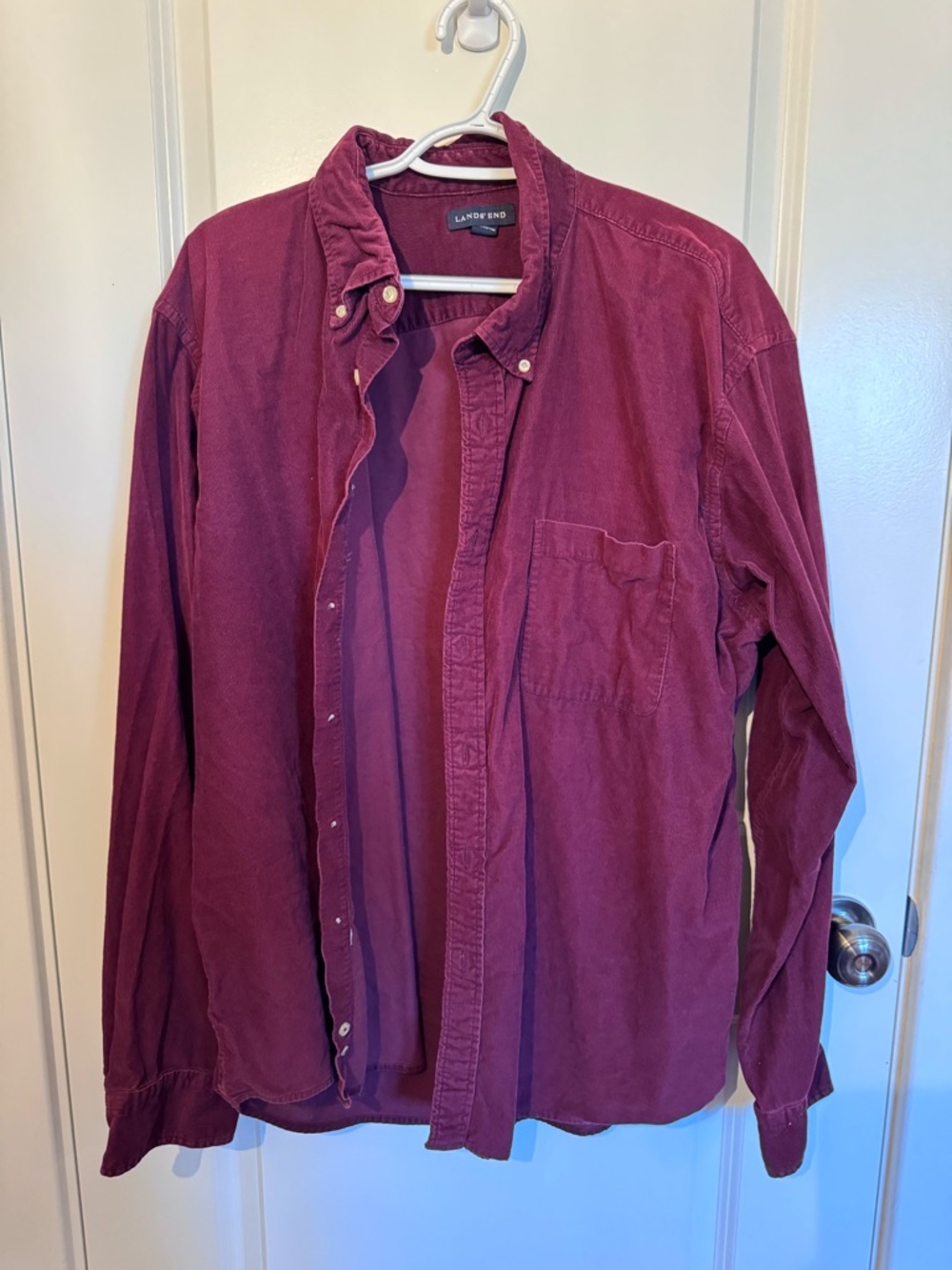 Lands' End Men's Corduroy Button-Up Shirt - Deep Plum